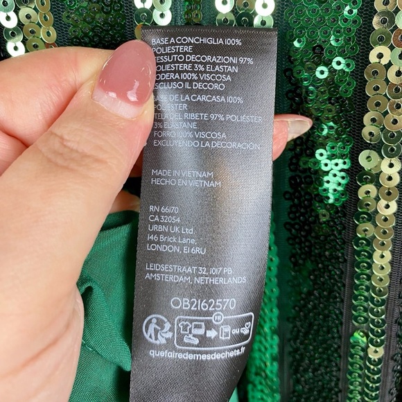 NWT Maeve Sleeveless Sequin Stripe Midi Dress in Green Size Medium. - Picture 10 of 16